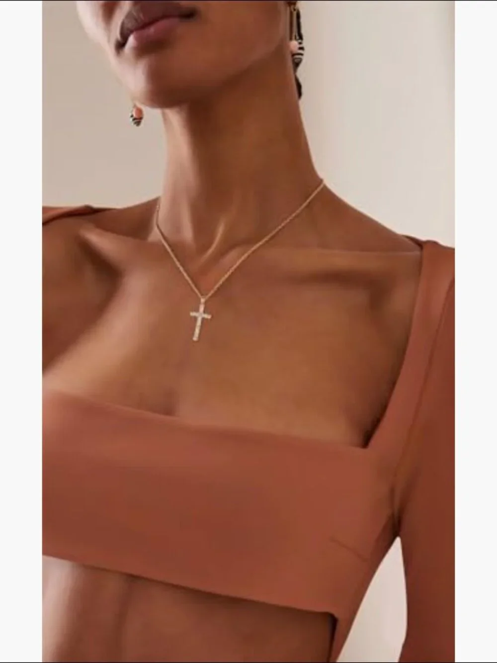 14K Gold Filled Sterling Silver Cross Pendant Necklace with CZ Diamonds - Picture 2 of 7